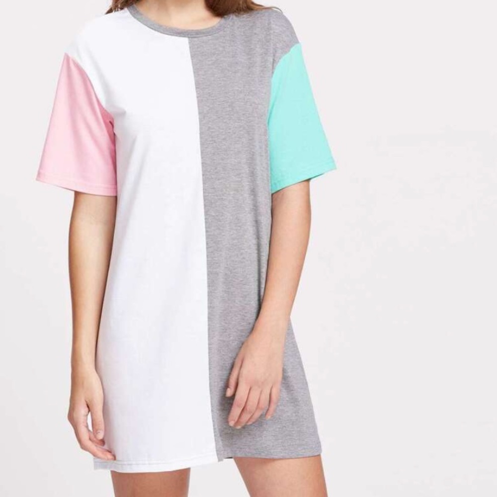 Color Block Tee Shirt Dress